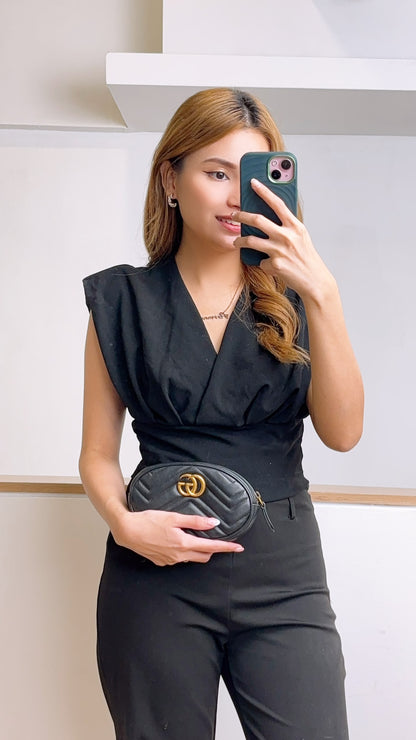 Gucci Black Marmont Oval Belt Bag