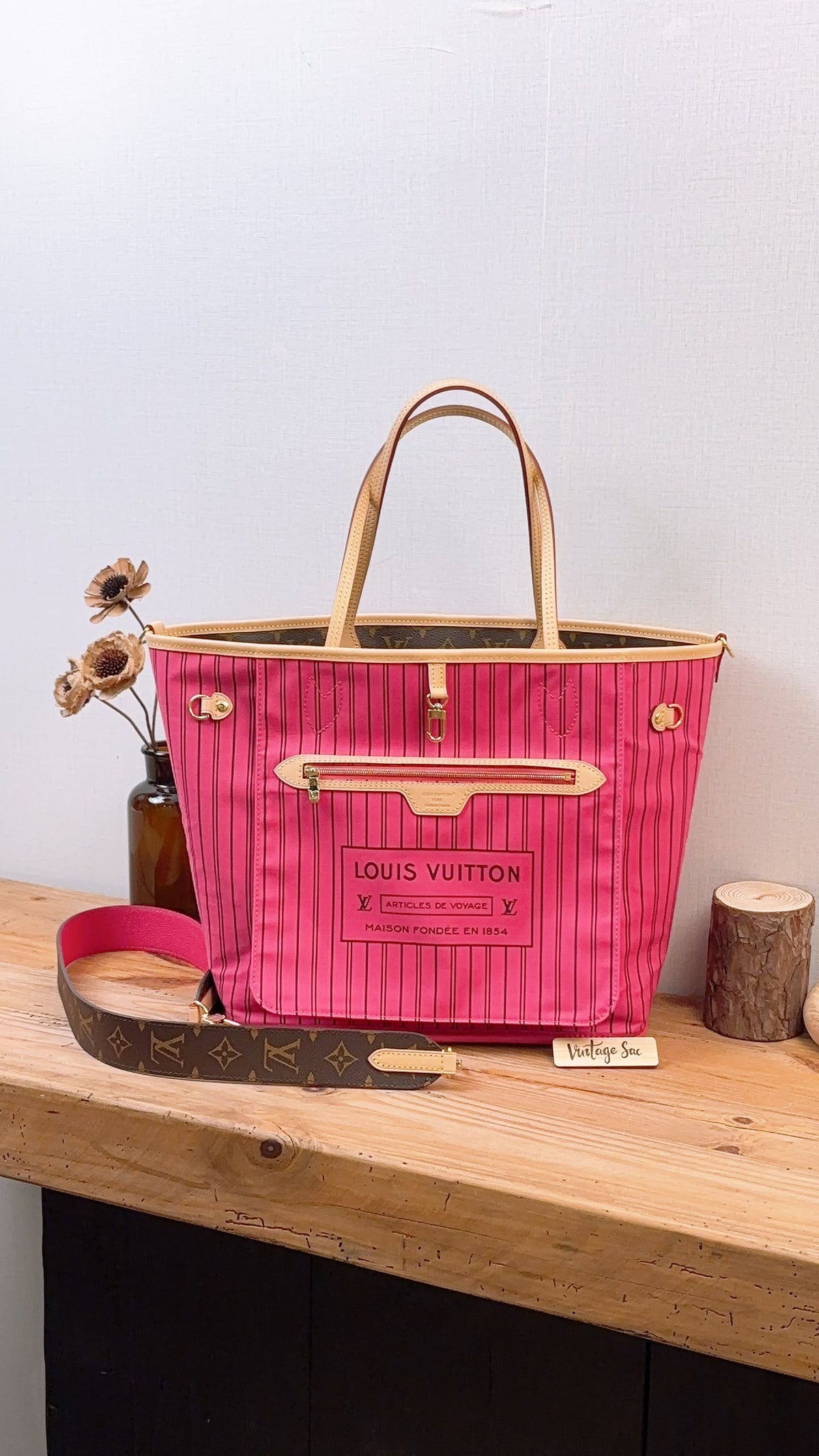 LV Monogram Neverfull Bandouliere Inside Out MM
