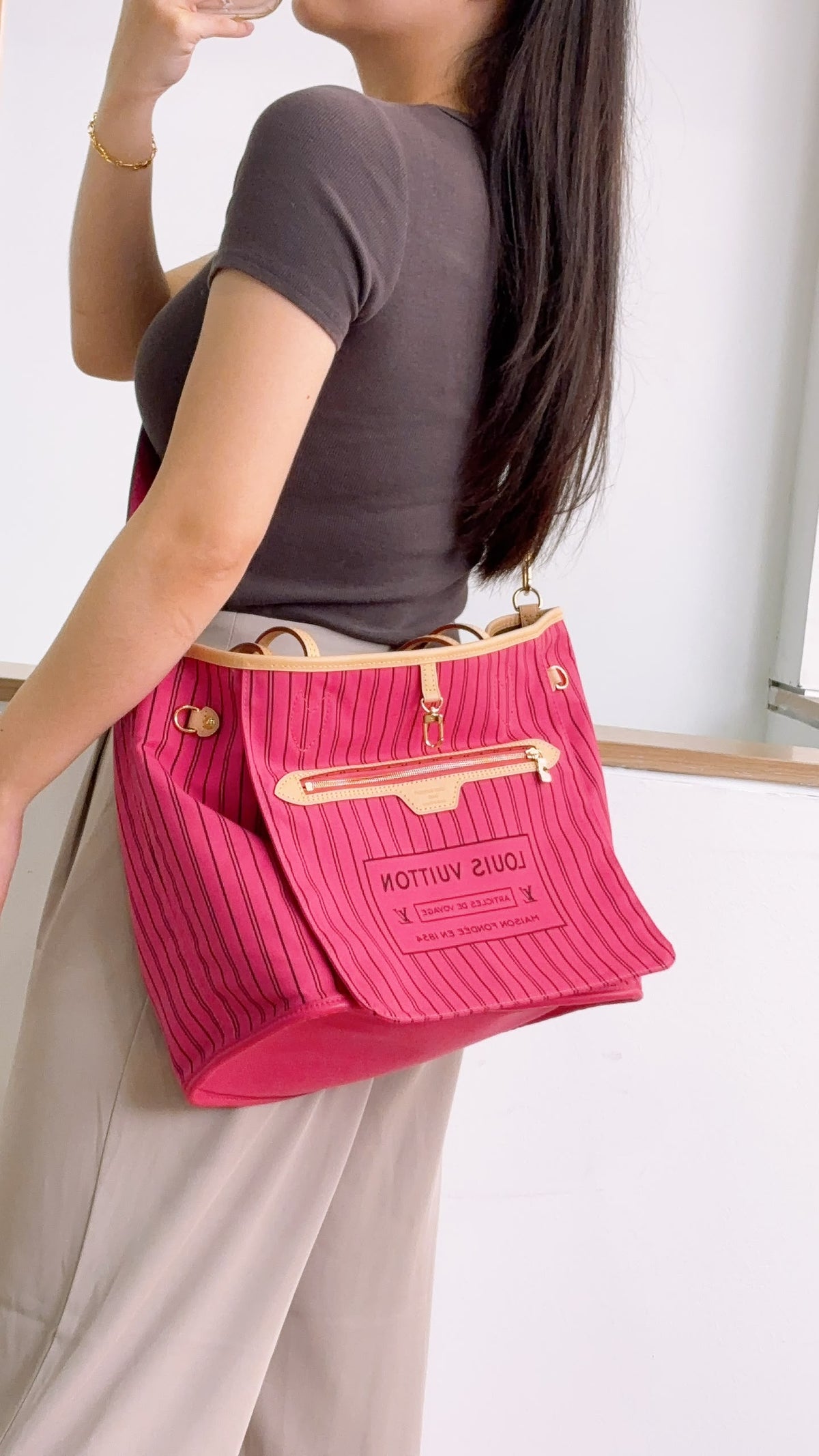 LV Monogram Neverfull Bandouliere Inside Out MM