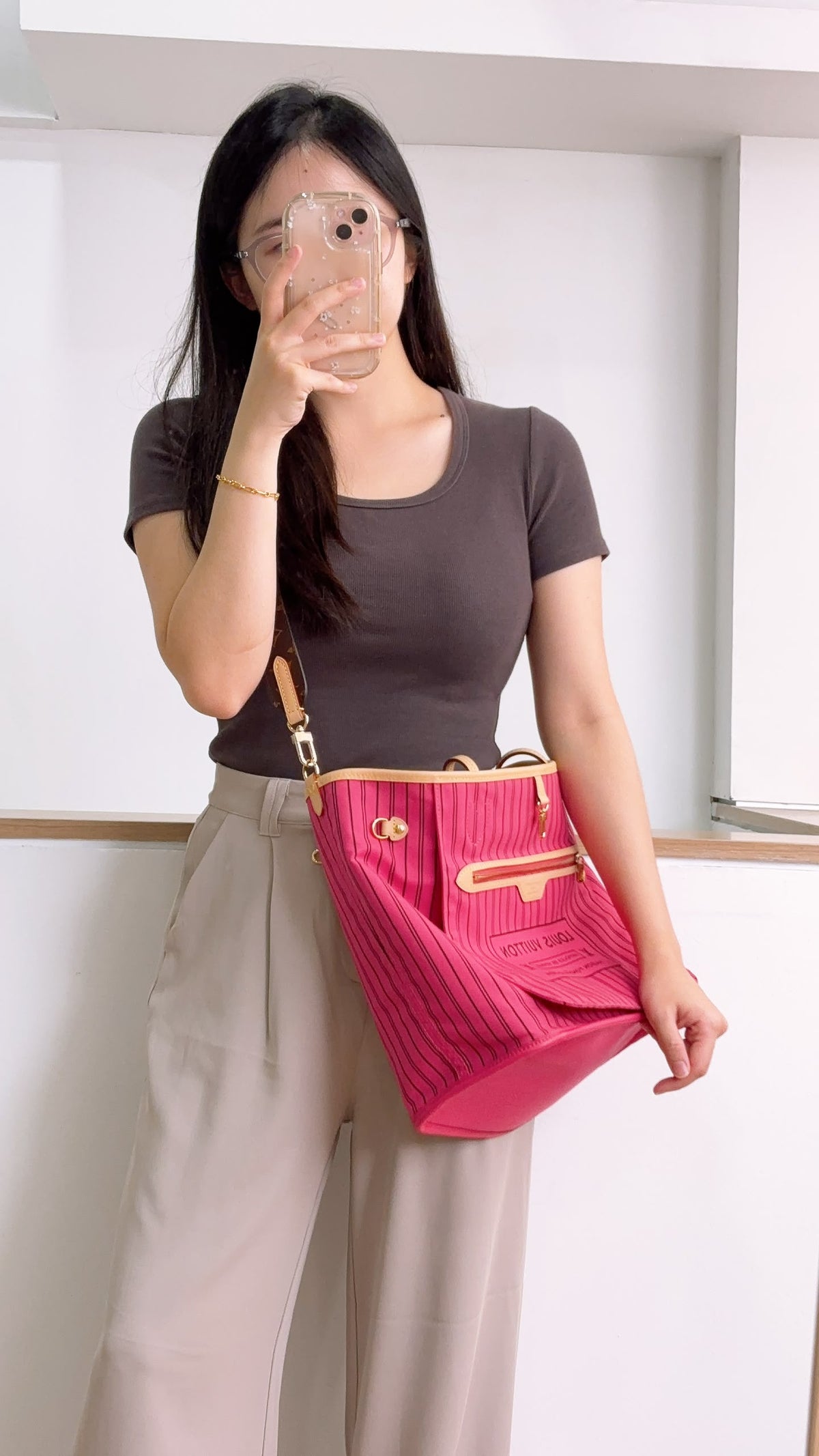 LV Monogram Neverfull Bandouliere Inside Out MM