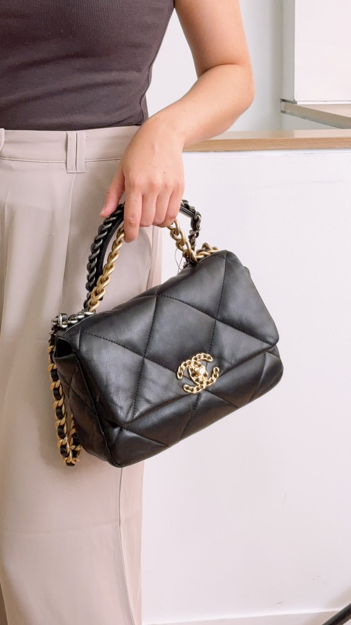 Chanel Black Small Lambskin 19 Flap (GHW)