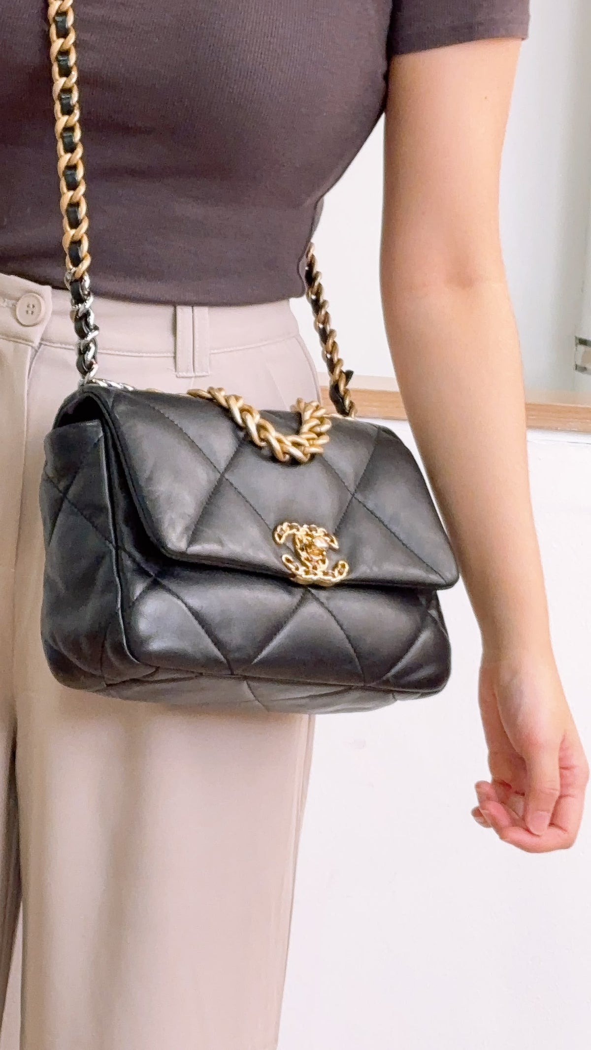 Chanel Black Small Lambskin 19 Flap (GHW)