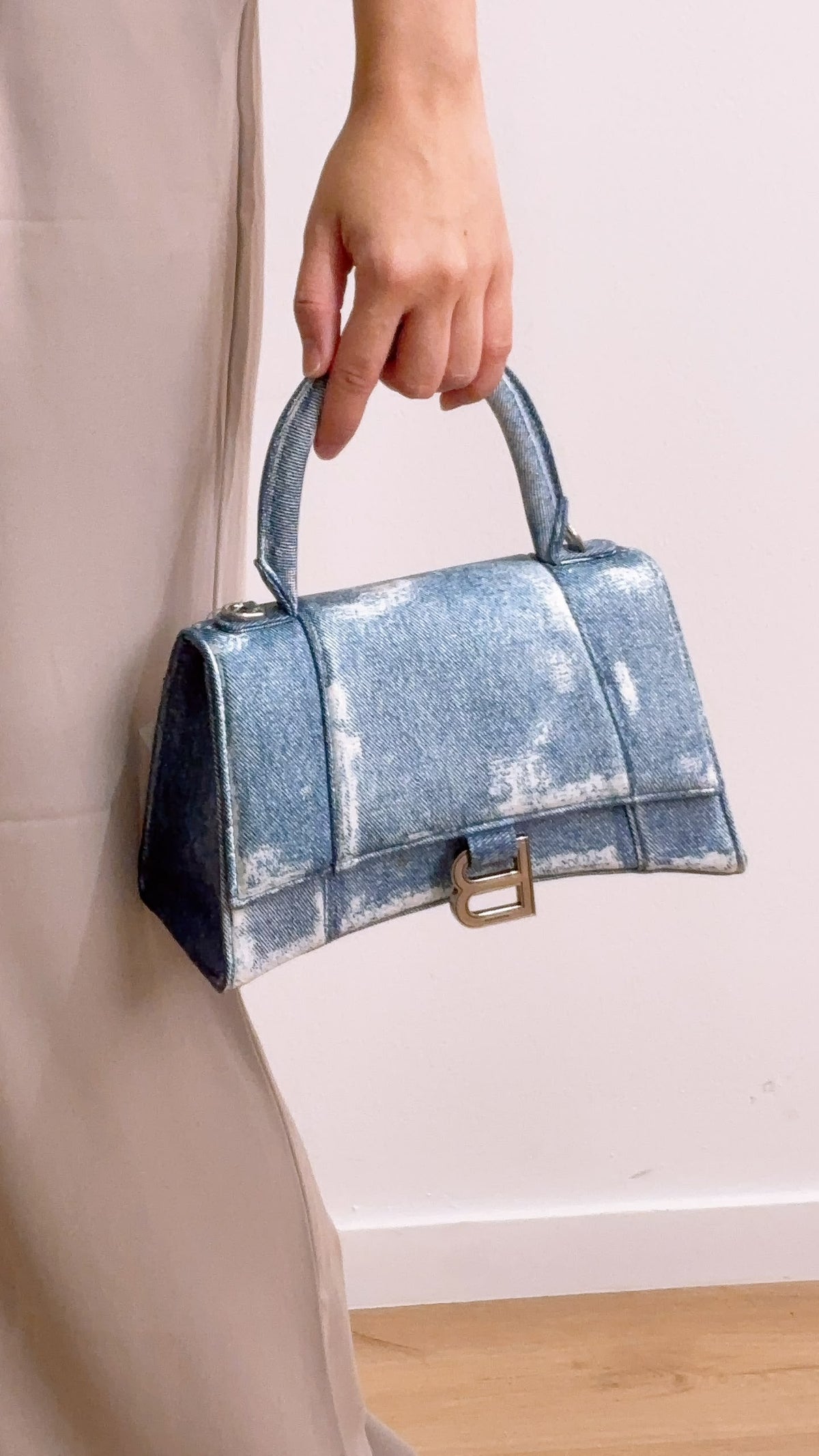 Balenciaga Nappa Denim Printed Small Hourglass Bag (SHW)