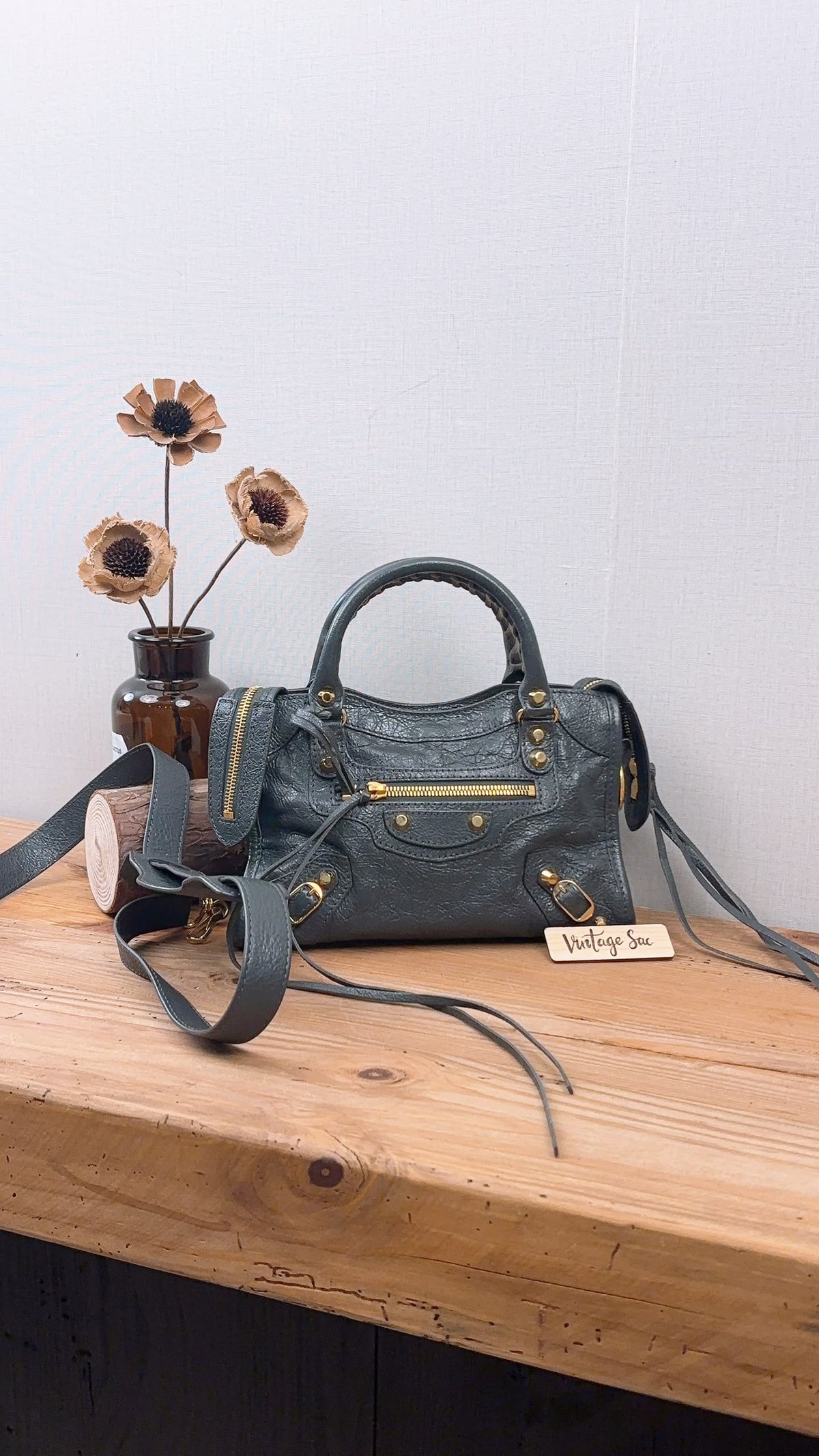 Balenciaga Dark Grey Mini City (GHW)