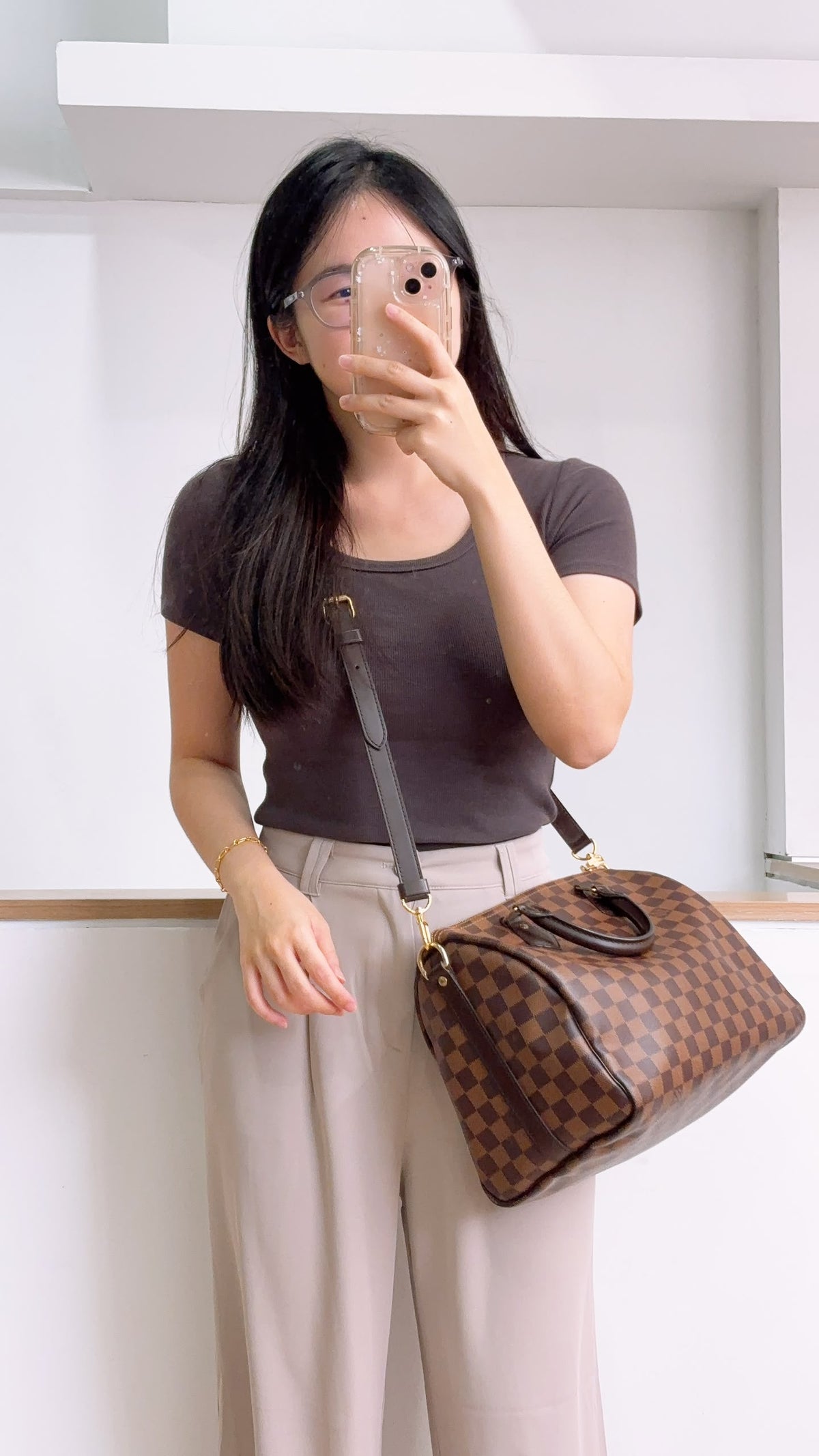 LV Damier Ebene Speedy 30 Bandouliere