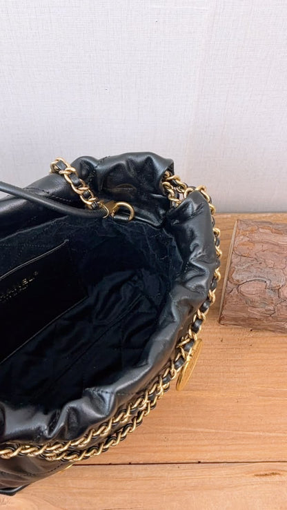 Chanel Black Lambskin Mini 22 Bag (GHW)