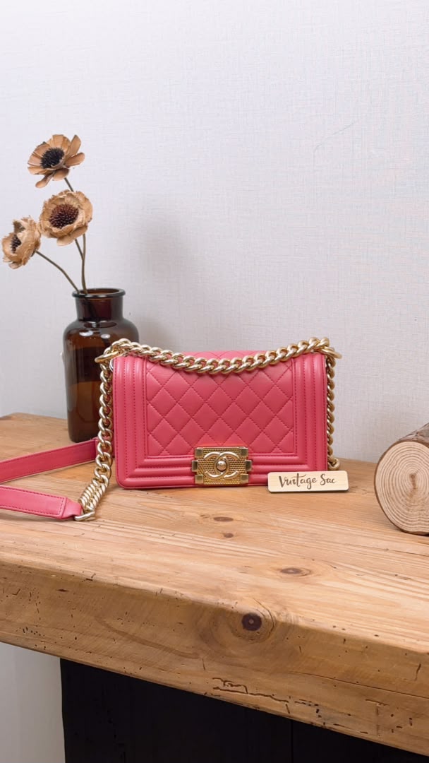 Chanel Pink Calfskin Small Boy Flap (GHW)