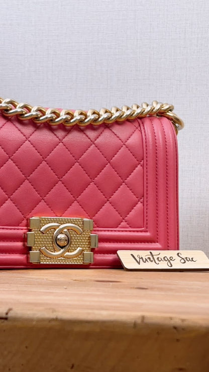 Chanel Pink Calfskin Small Boy Flap (GHW)