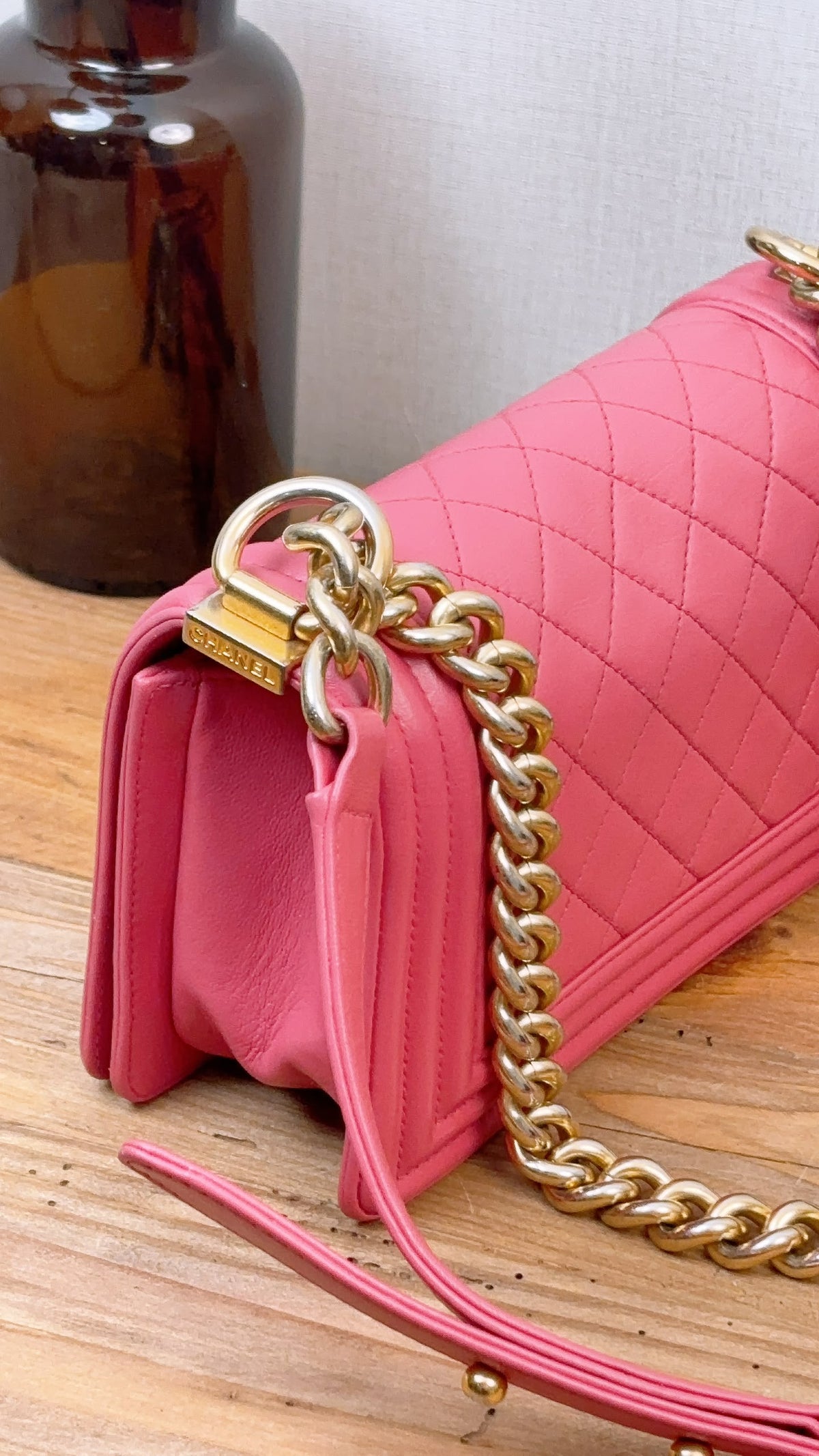 Chanel Pink Calfskin Small Boy Flap (GHW)