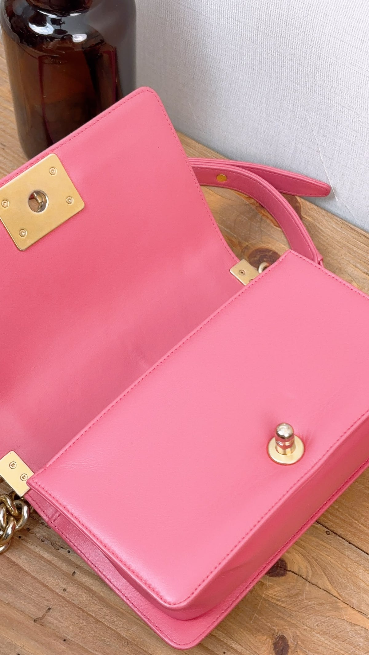 Chanel Pink Calfskin Small Boy Flap (GHW)