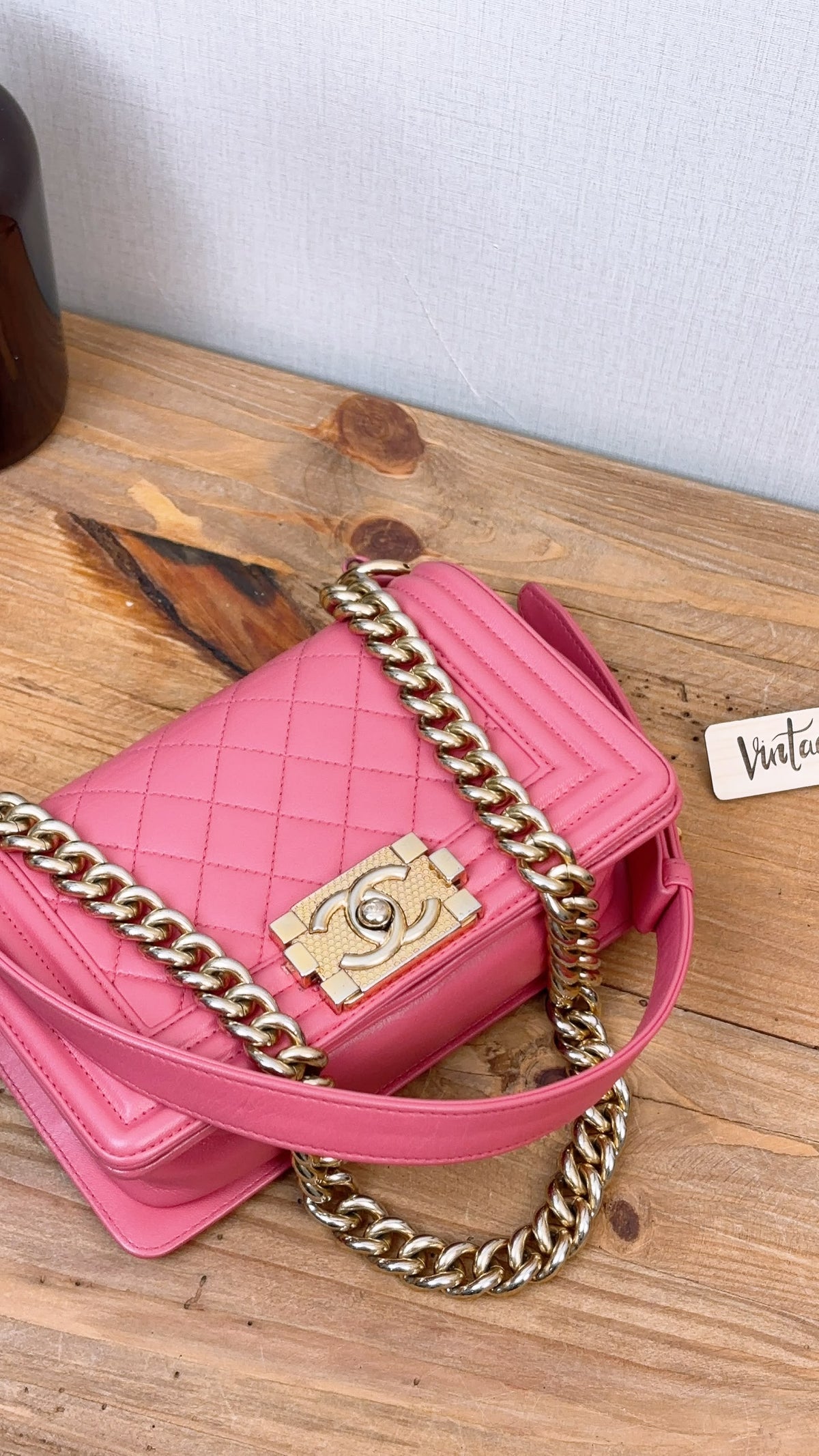 Chanel Pink Calfskin Small Boy Flap (GHW)