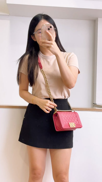 Chanel Pink Calfskin Small Boy Flap (GHW)