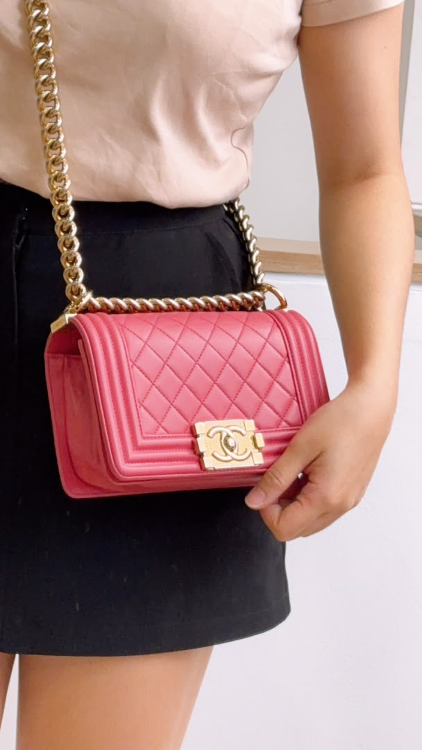 Chanel Pink Calfskin Small Boy Flap (GHW)