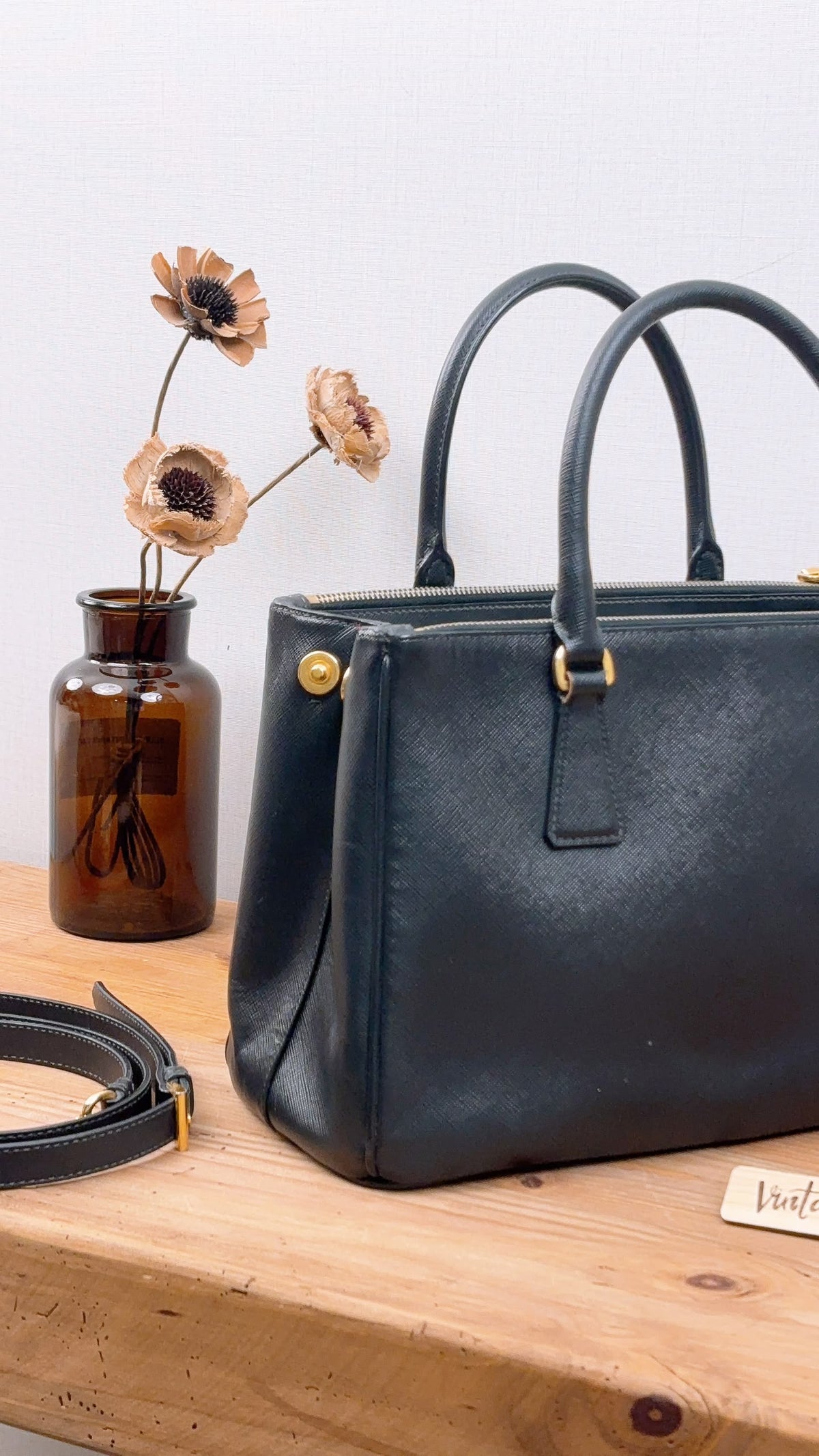 Prada Black Saffiano Galleria 30cm (GHW)