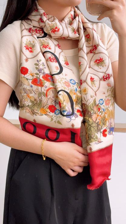 Gucci 100th Anniversary Silk Floral GG Stole 35 x 180cm