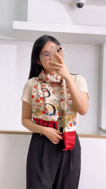 Gucci 100th Anniversary Silk Floral GG Stole 35 x 180cm
