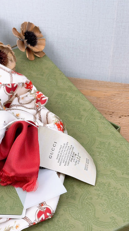 Gucci 100th Anniversary Silk Floral GG Stole 35 x 180cm