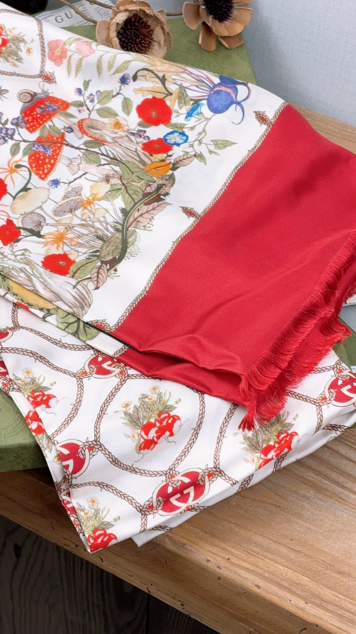 Gucci 100th Anniversary Silk Floral GG Stole 35 x 180cm