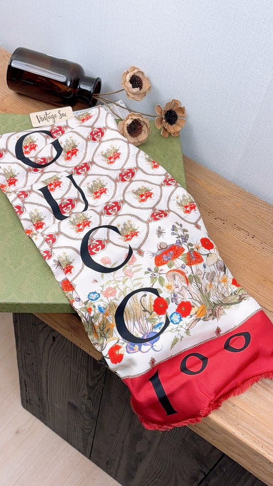 Gucci 100th Anniversary Silk Floral GG Stole 35 x 180cm