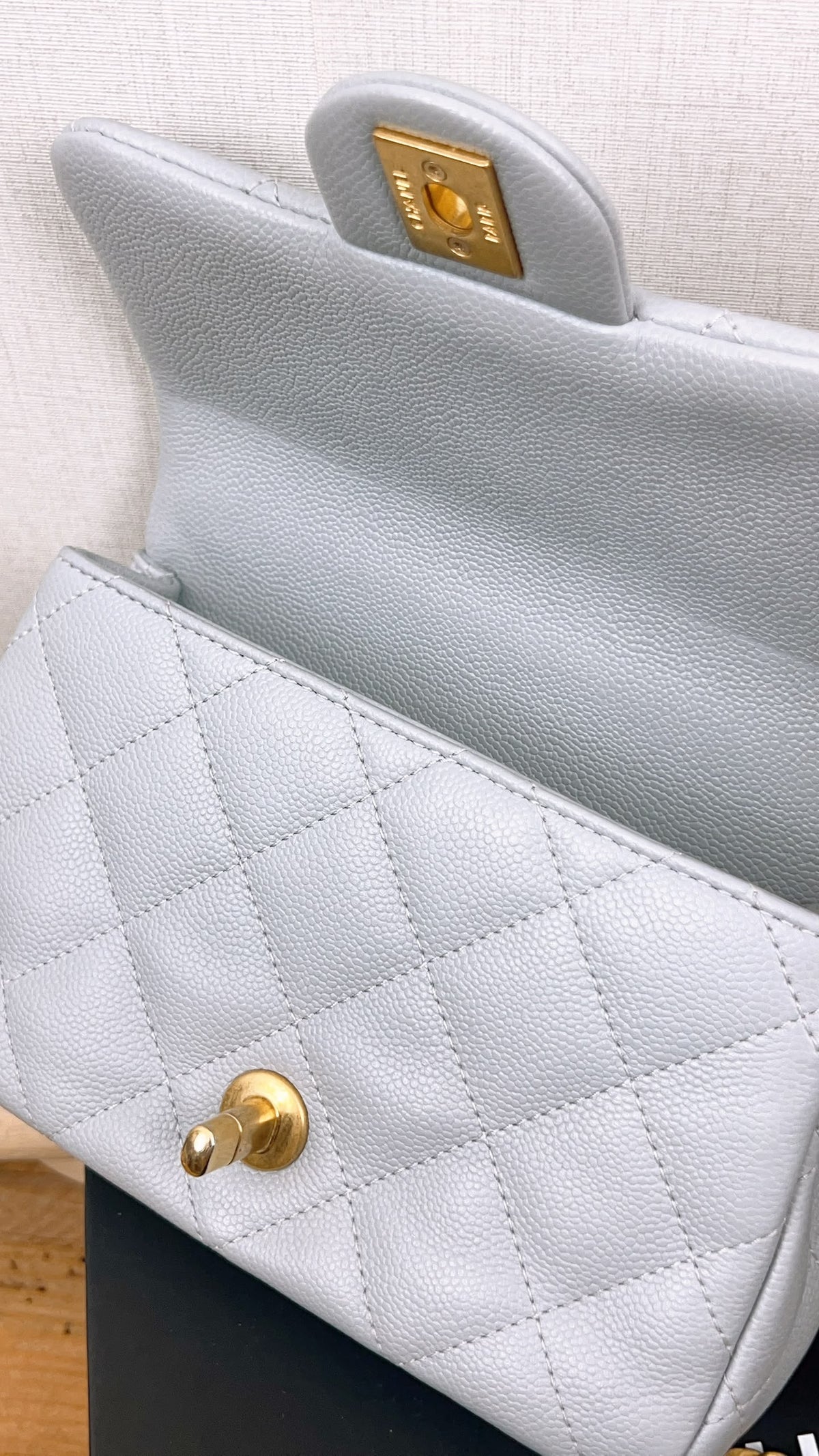 Chanel Grey Caviar Heart Crush Mini Flap (GHW)