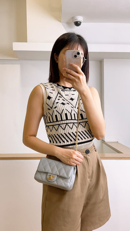 Chanel Grey Caviar Heart Crush Mini Flap (GHW)