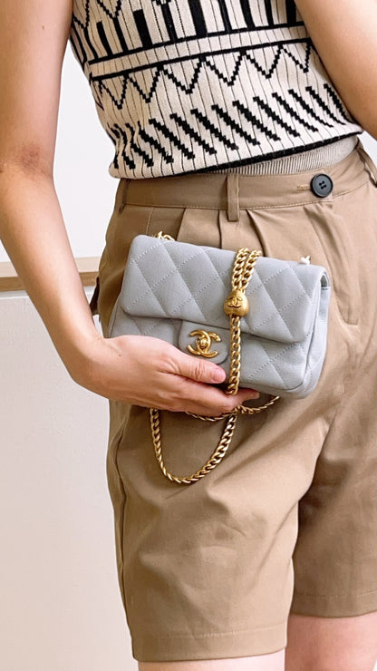 Chanel Grey Caviar Heart Crush Mini Flap (GHW)