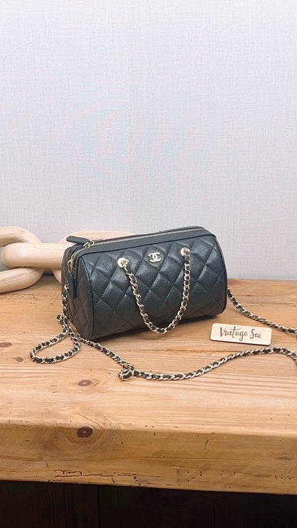 Chanel Black Caviar 25P Bowling Bag (GHW)