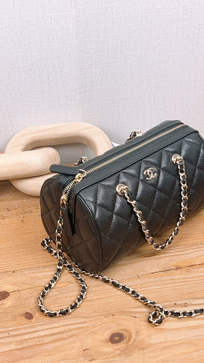 Chanel Black Caviar 25P Bowling Bag (GHW)