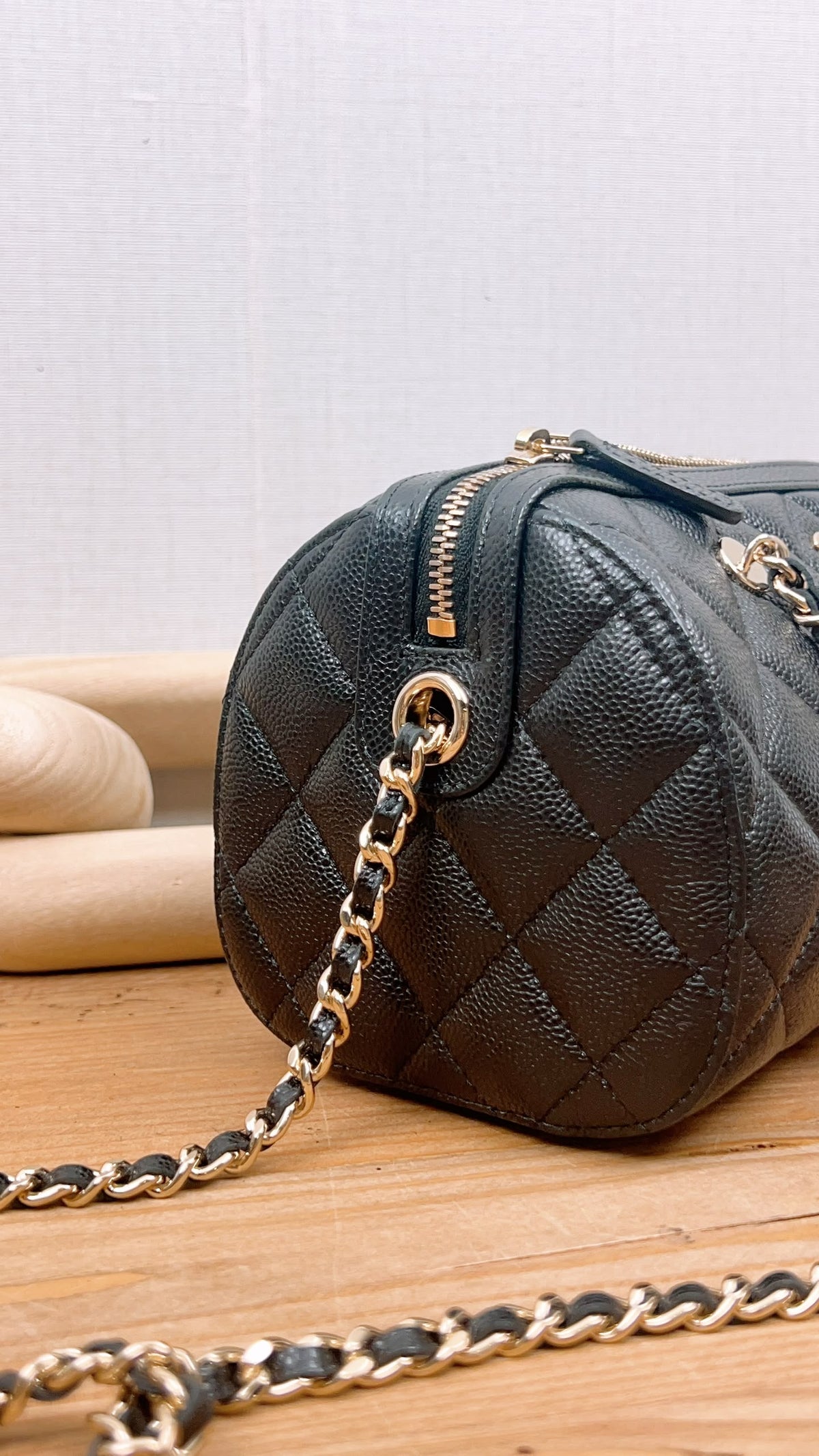 Chanel Black Caviar 25P Bowling Bag (GHW)