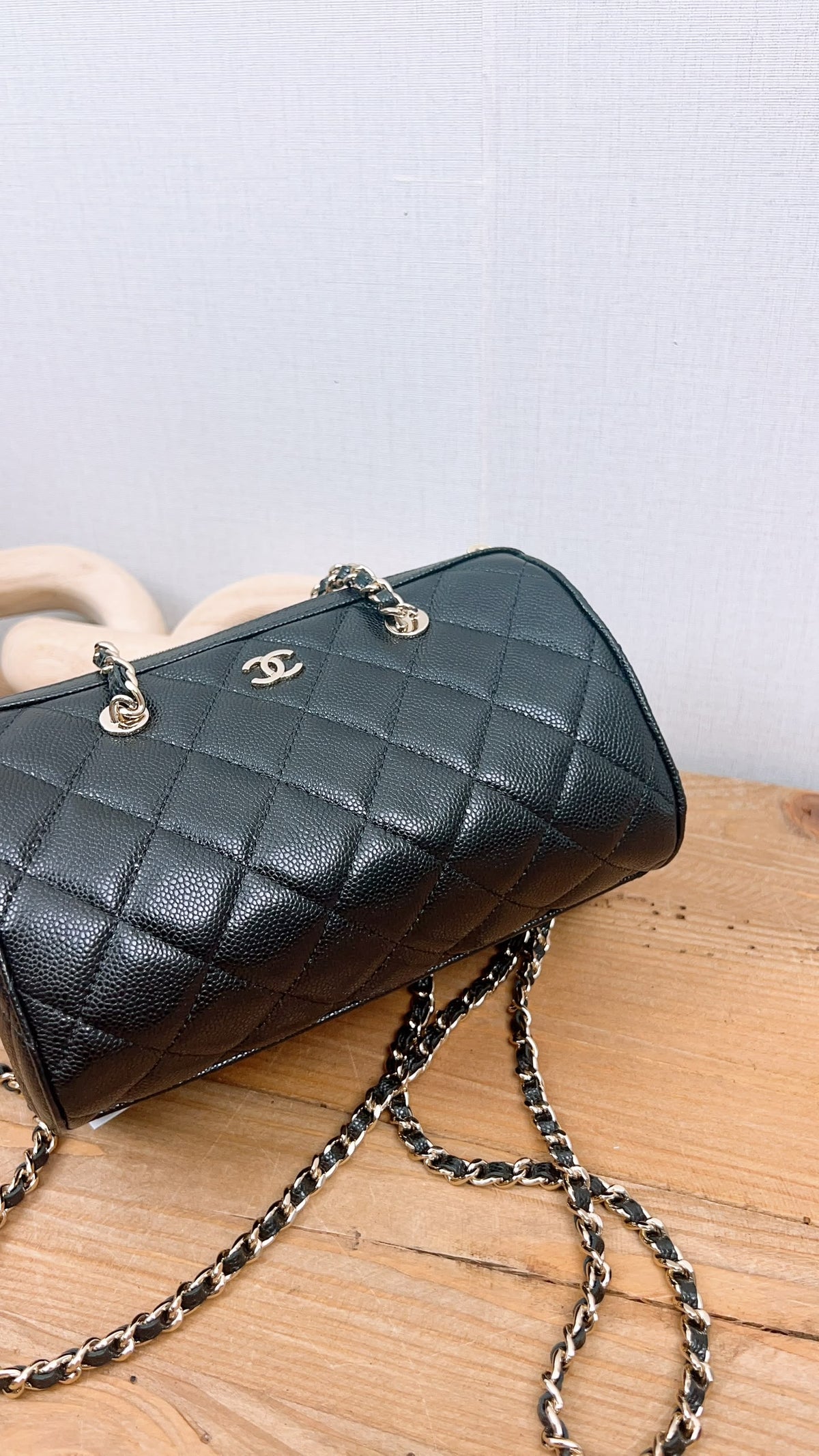 Chanel Black Caviar 25P Bowling Bag (GHW)