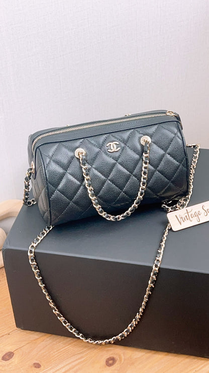 Chanel Black Caviar 25P Bowling Bag (GHW)