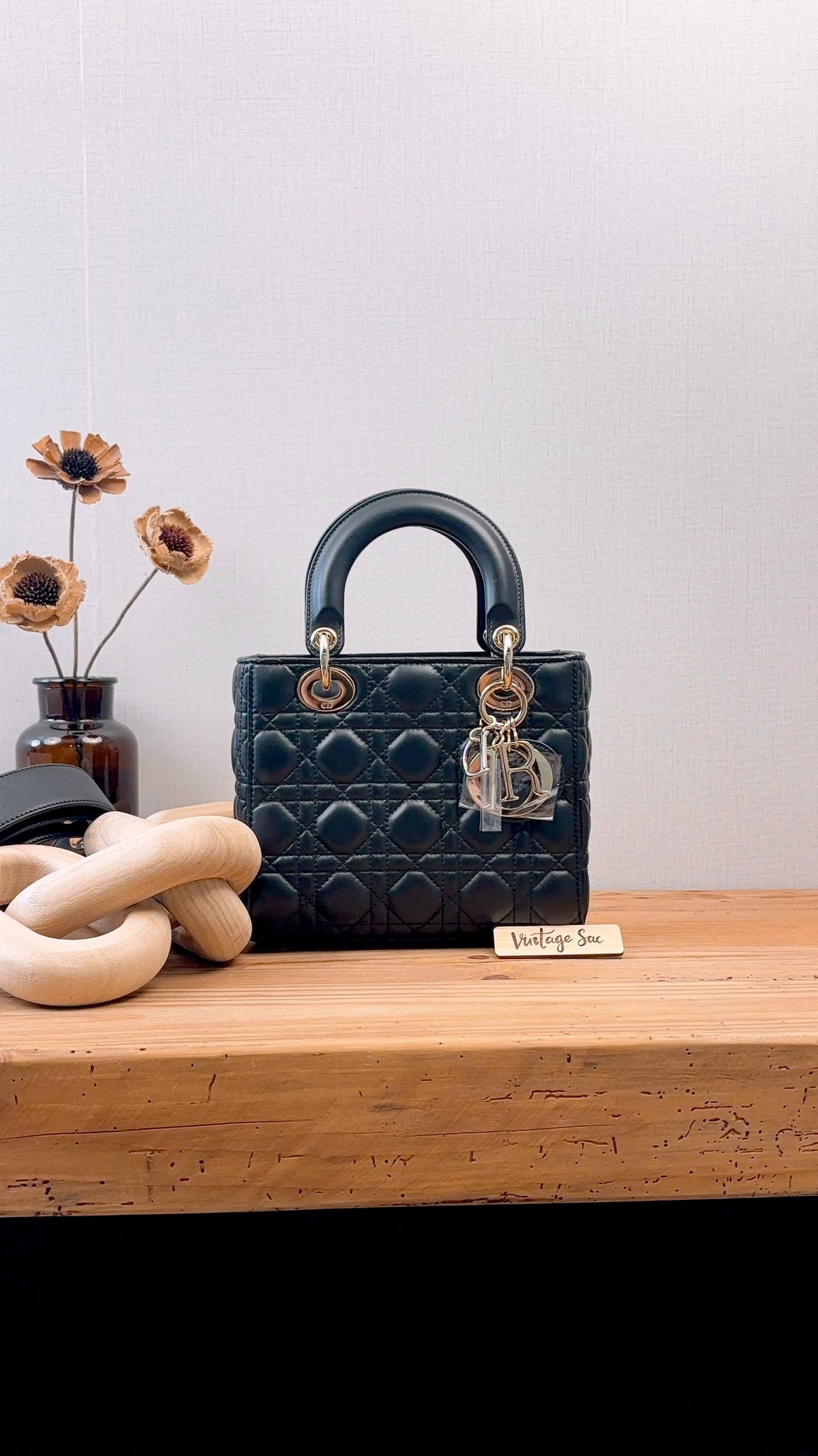 Dior Black Lambskin Small Lady D (LGHW)