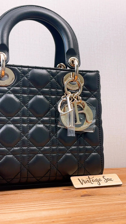 Dior Black Lambskin Small Lady D (LGHW)