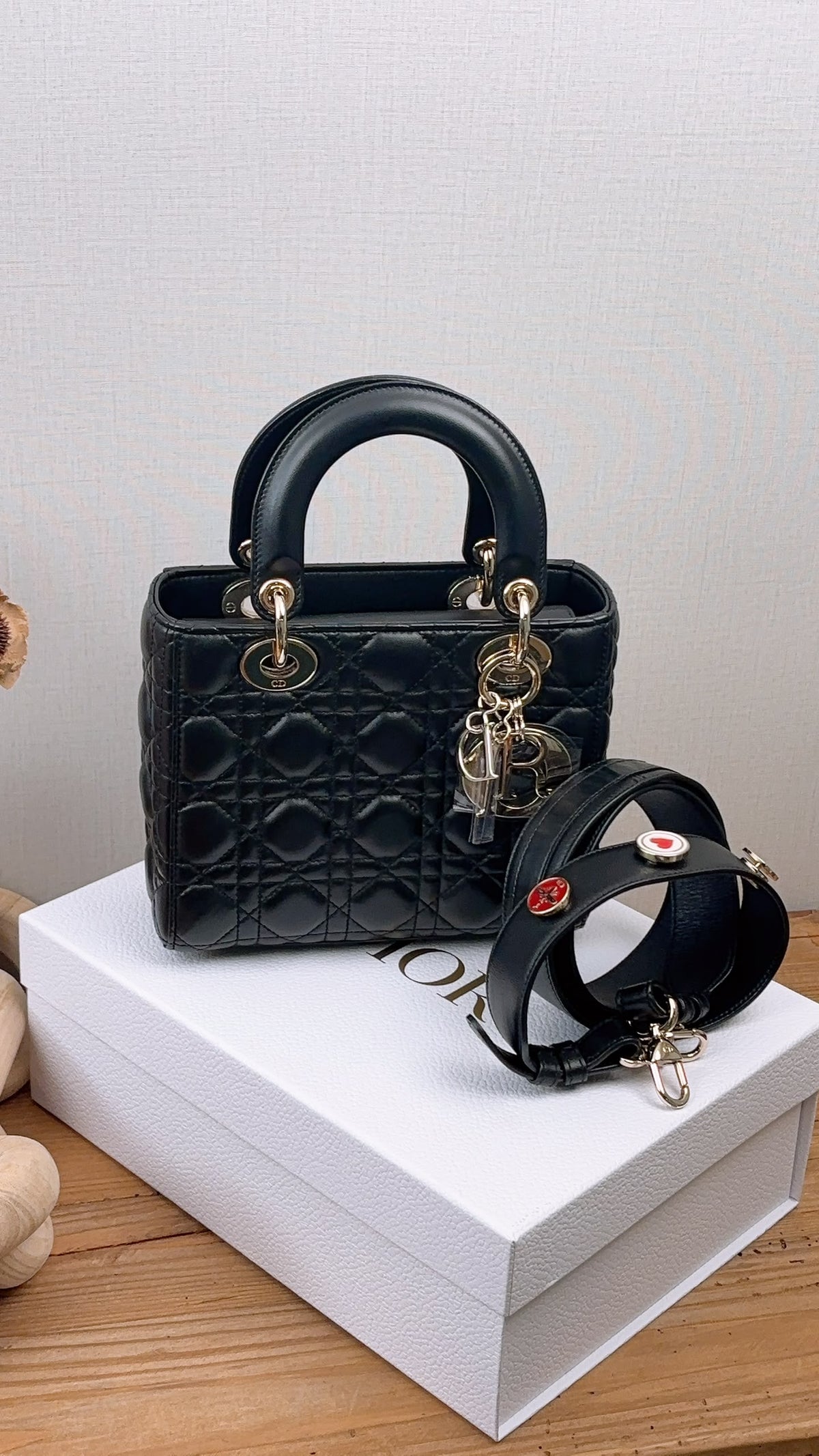 Dior Black Lambskin Small Lady D (LGHW)