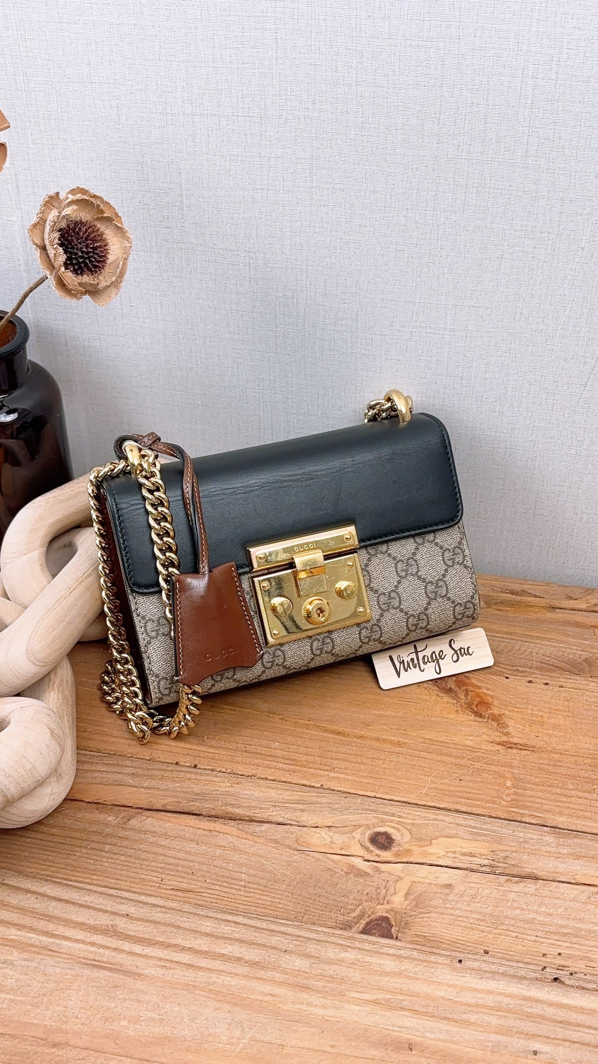 Gucci Brown GG Supreme Small Padlock Shoulder Bag (GHW)