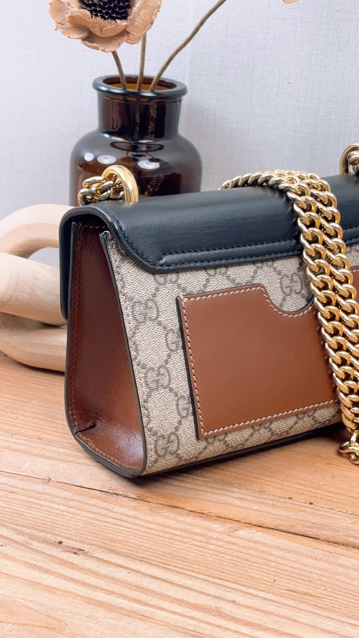 Gucci Brown GG Supreme Small Padlock Shoulder Bag (GHW)