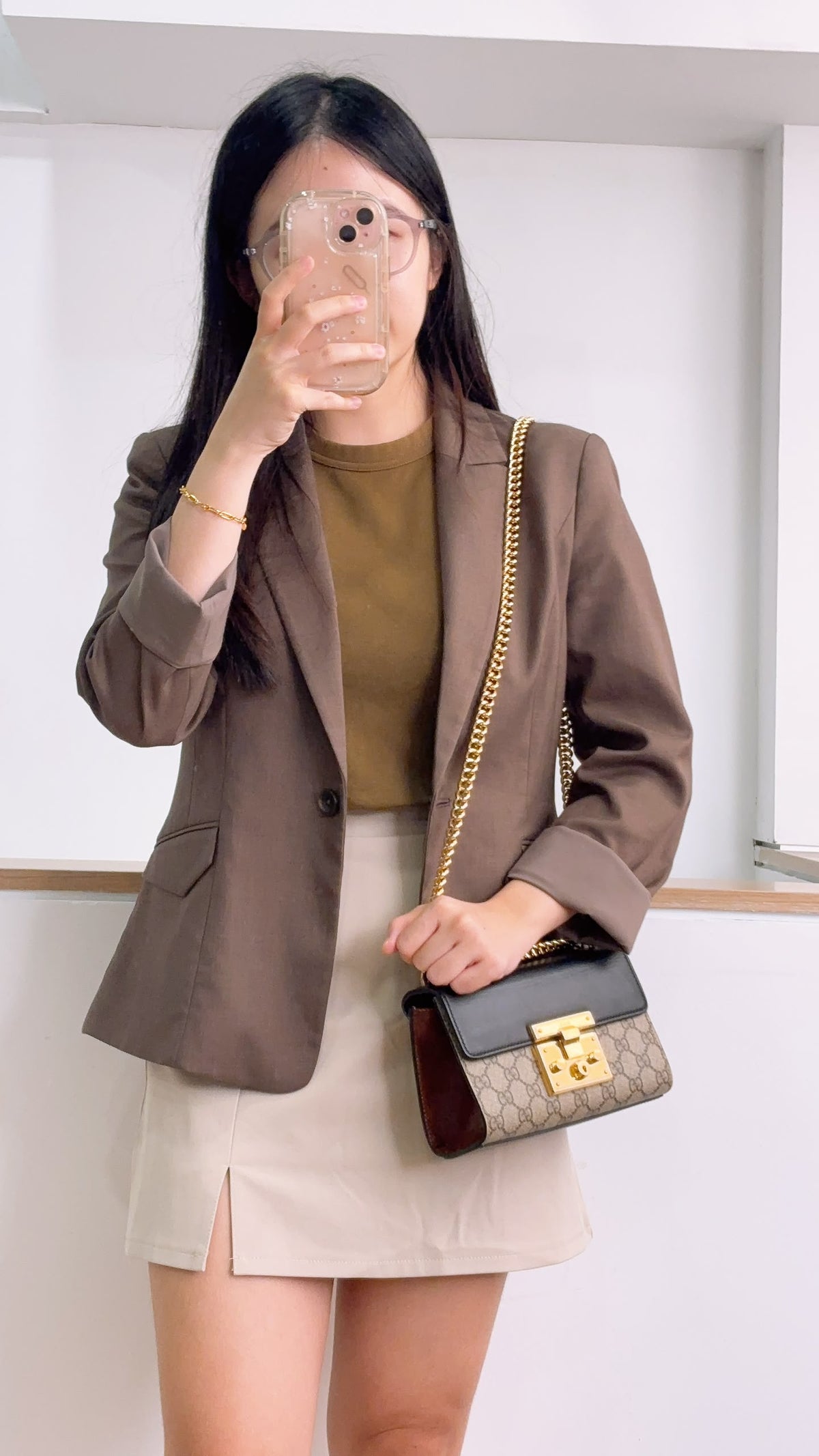 Gucci Brown GG Supreme Small Padlock Shoulder Bag (GHW)