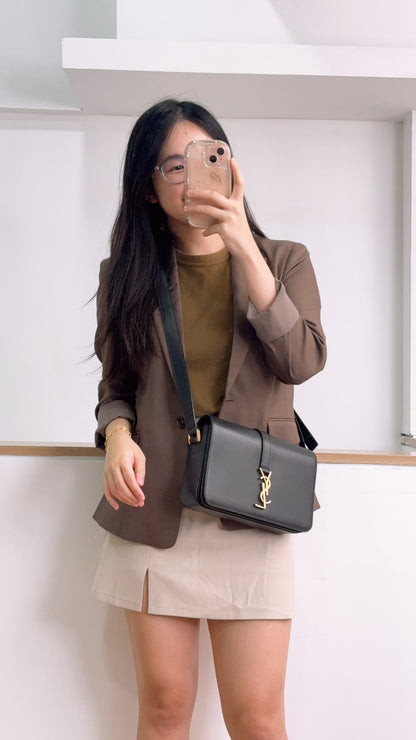 YSL Black Calfskin Medium Universite Bag (GHW)