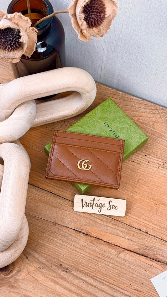 Gucci Brown Marmont Card Case (GHW)