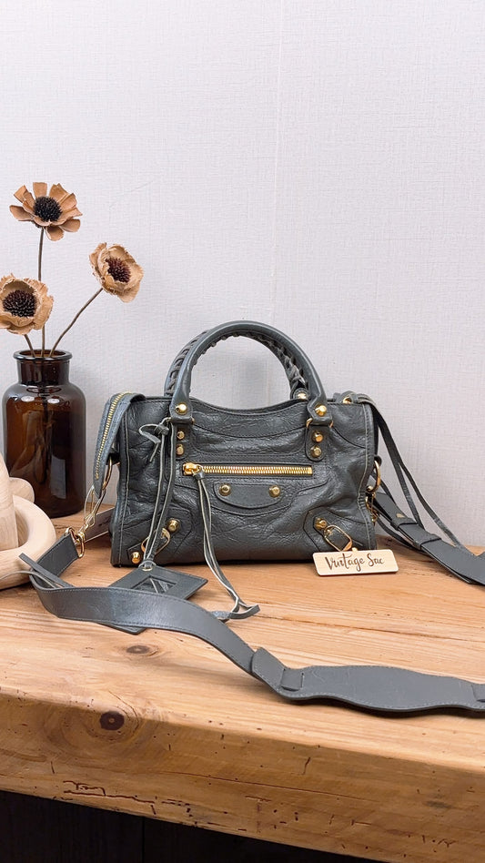 Balenciaga Grey Mini City Bag (GHW)