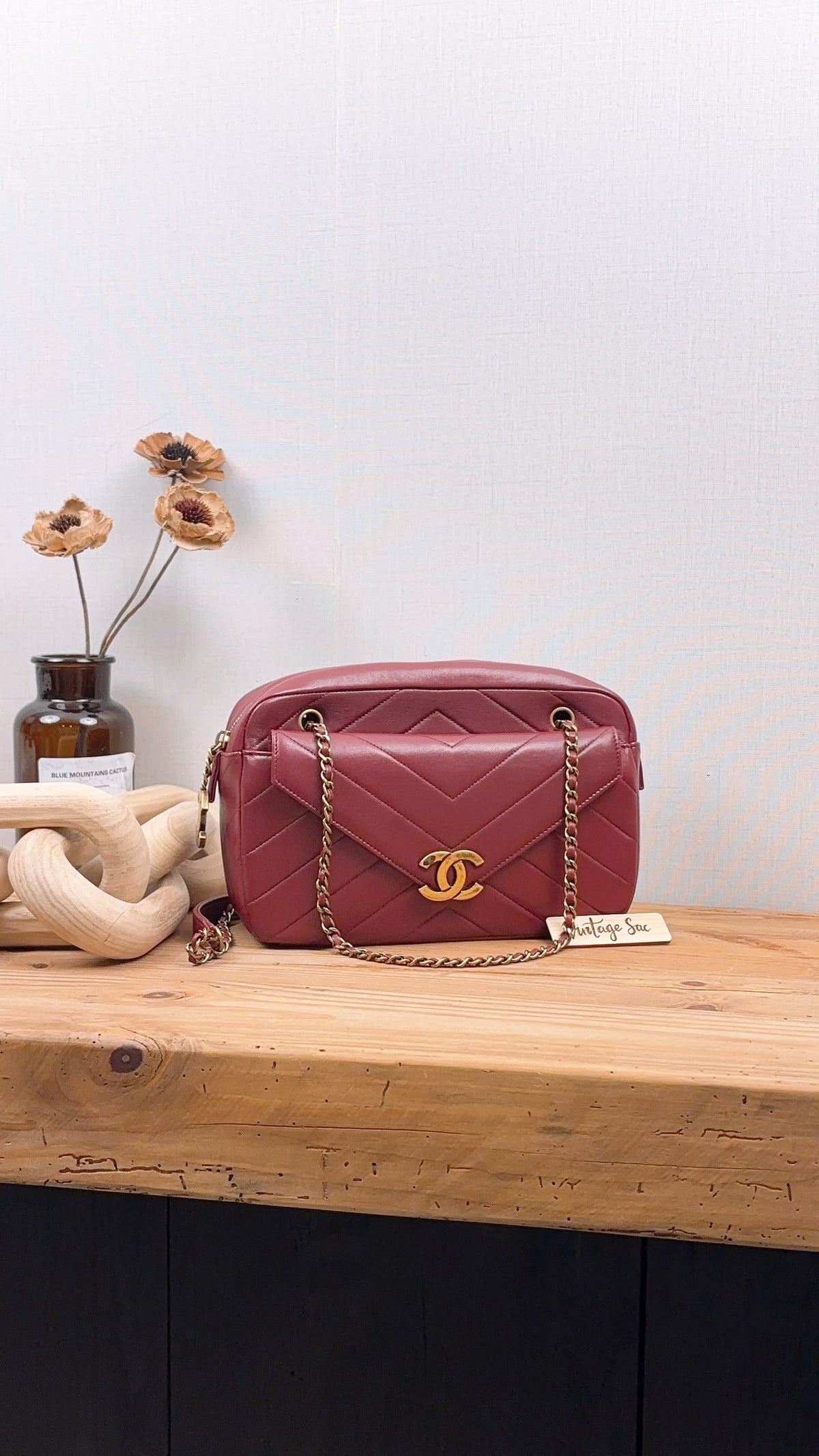 Chanel Maroon Lambskin Coco Camera Bag (AGHW)