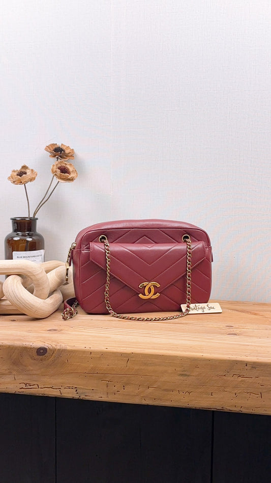 Chanel Maroon Lambskin Coco Camera Bag (AGHW)