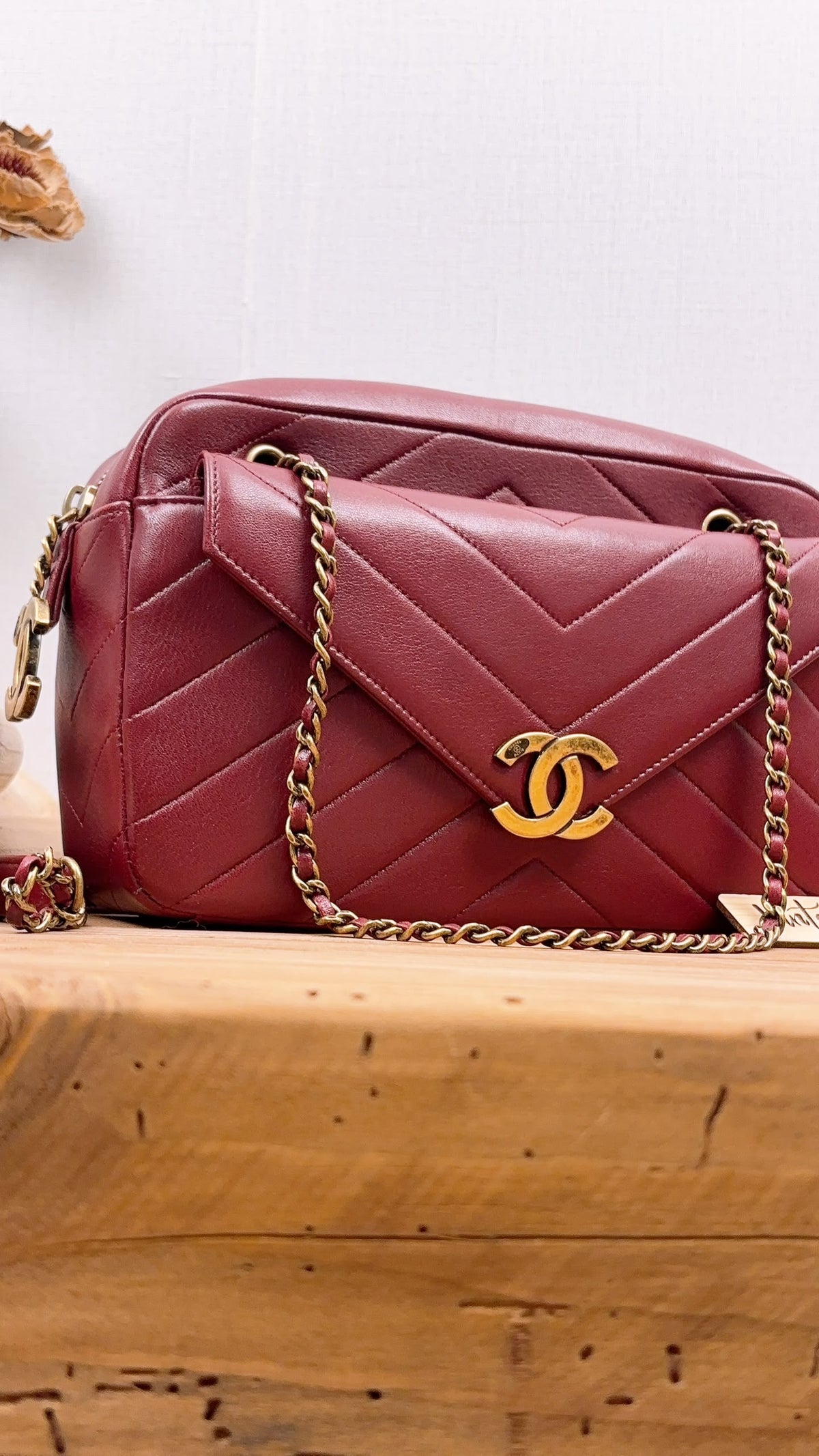 Chanel Maroon Lambskin Coco Camera Bag (AGHW)