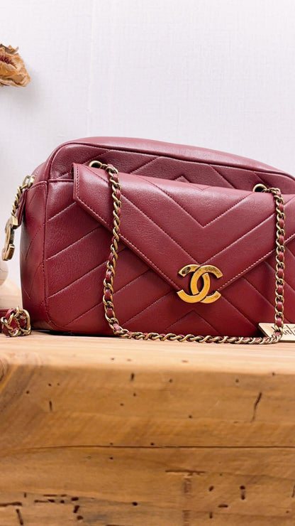 Chanel Maroon Lambskin Coco Camera Bag (AGHW)