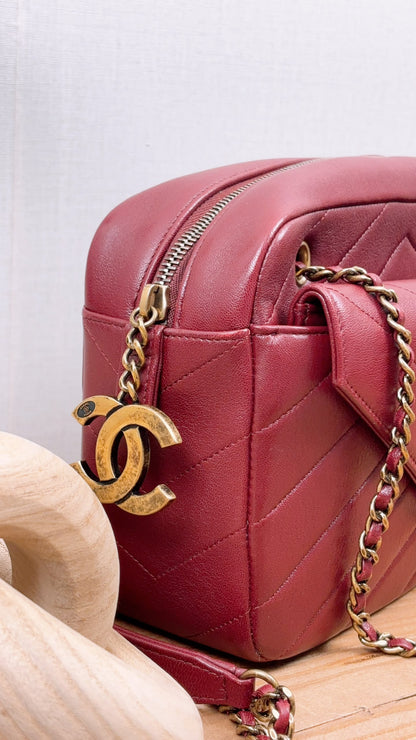 Chanel Maroon Lambskin Coco Camera Bag (AGHW)