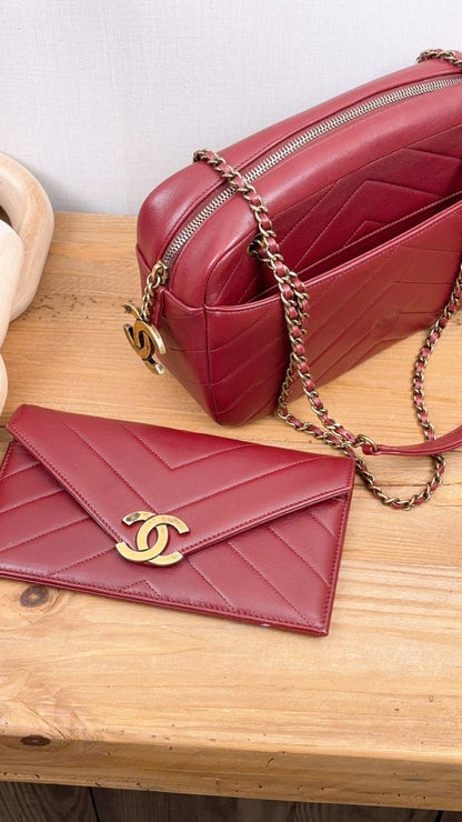 Chanel Maroon Lambskin Coco Camera Bag (AGHW)