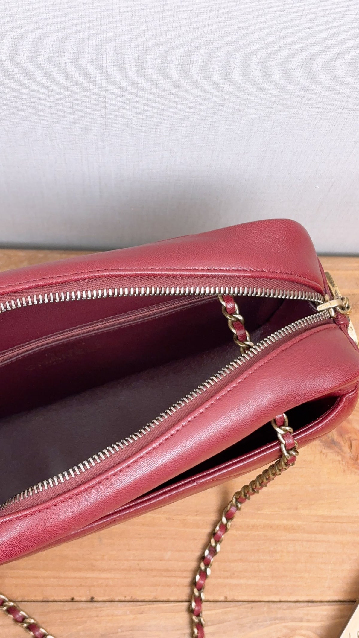 Chanel Maroon Lambskin Coco Camera Bag (AGHW)