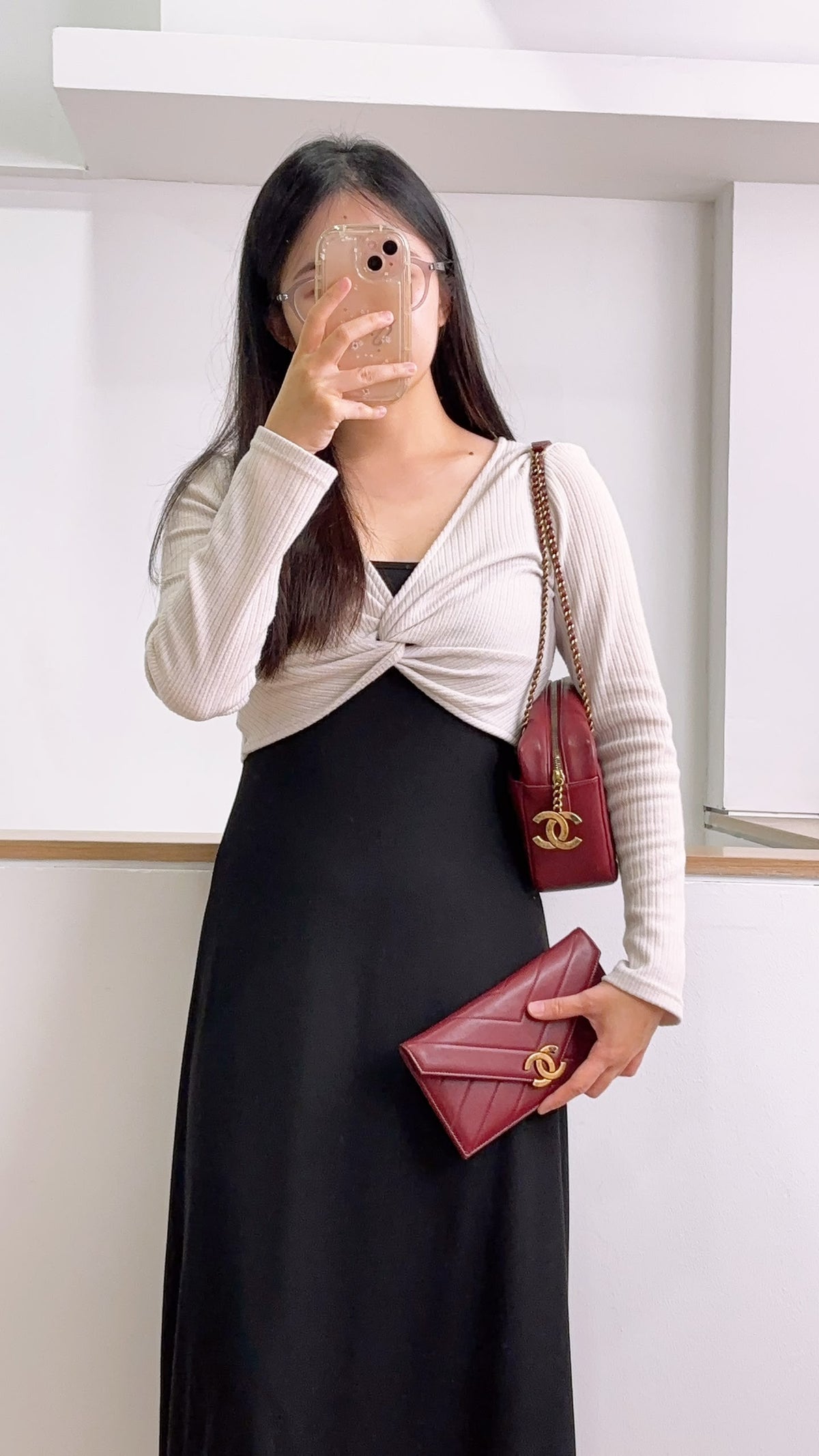Chanel Maroon Lambskin Coco Camera Bag (AGHW)