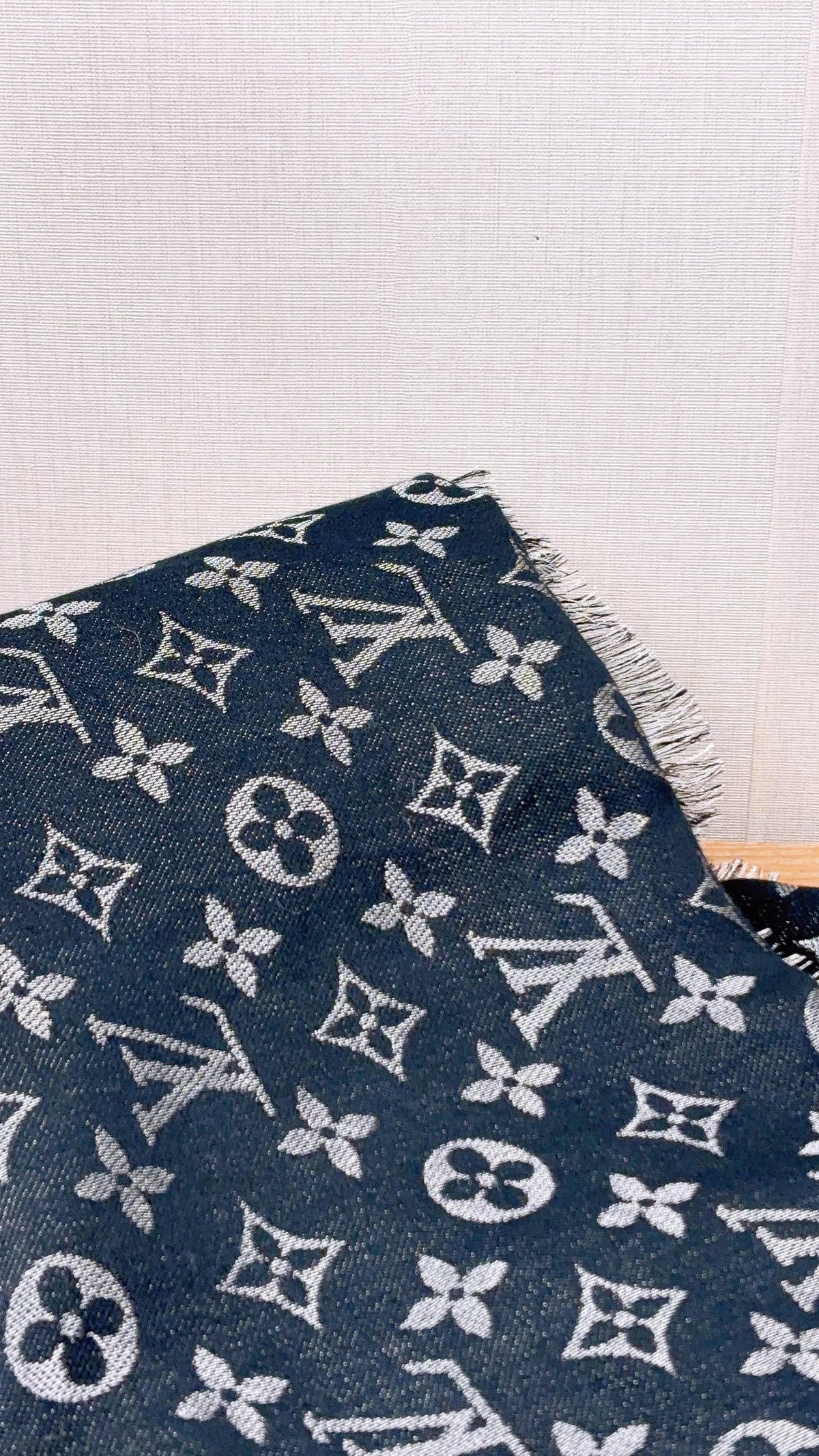 LV Black x Silver Monogram Shine Shawl Scarf