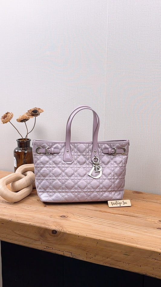 Dior Purple Metallic Coated Canvas Panarae Tote